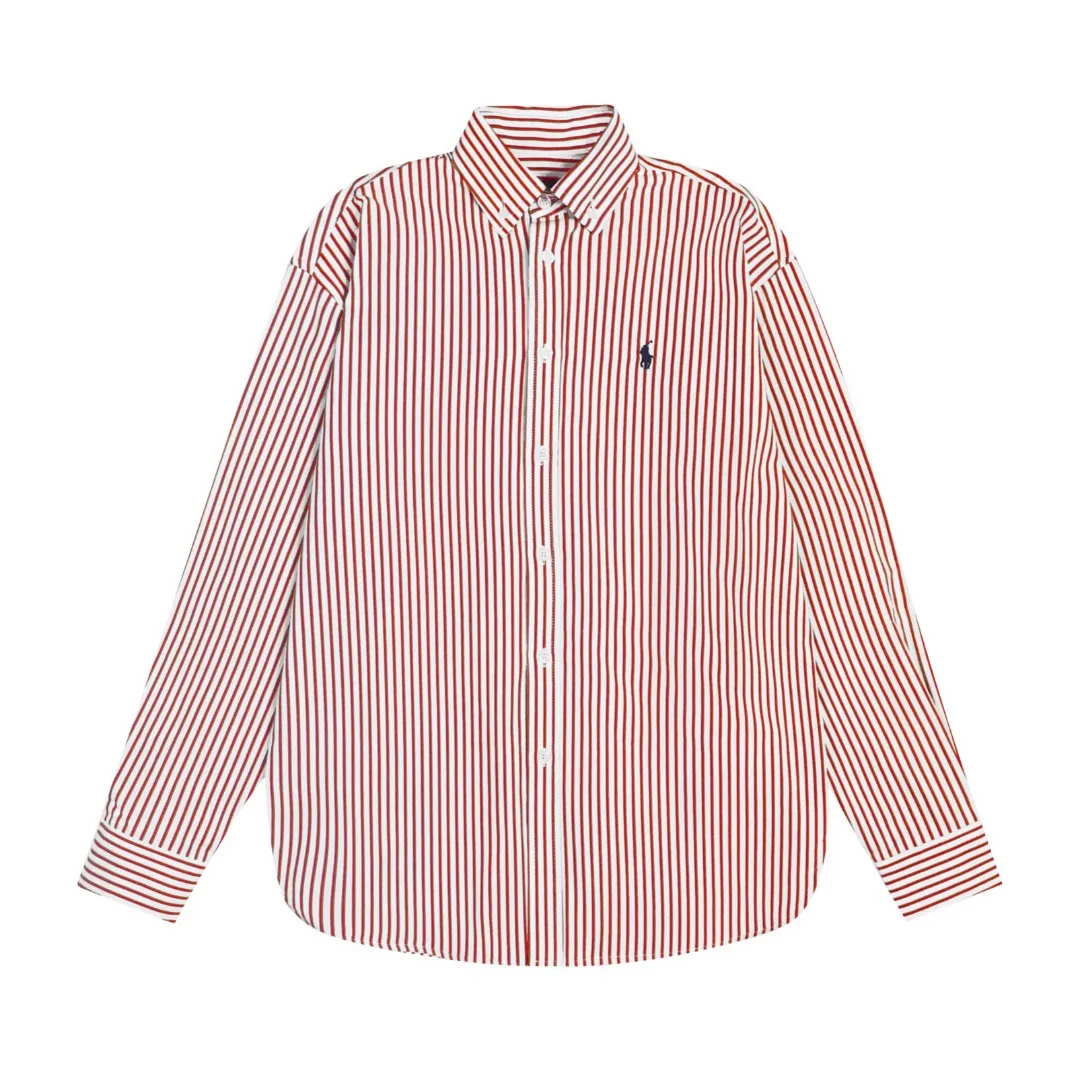 P250 White background picture [Popular new model] Style number: 25019# Color: red/green/blue Size: S to Custom dyed original pearlescent white buttons, large and small divisions, vertical eyelets ✅ - Special shaped chiffon foil is included in the collar door tube, not easy to deform and pull ✅ - RL three-color large and small vertical striped shirt, extraordinary isometric, cleverly matched stripes, diverse wear to stimulate self-expression, relaxed layering to play with the look of the four seasons